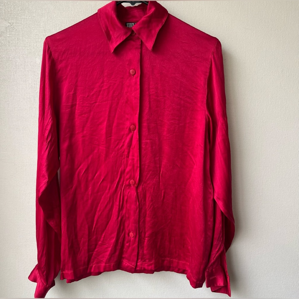 Vintage Claude Montana Silk Blouse Italy Size 42 Maroon Red